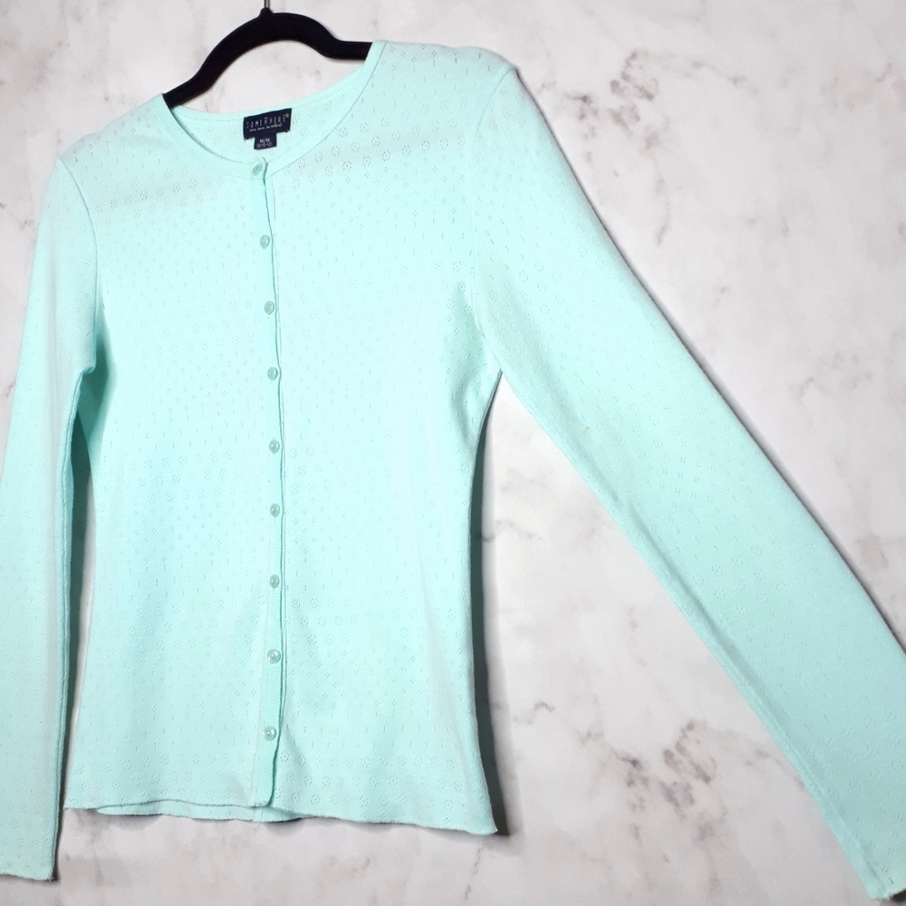 Somewhere Floral Cable Knit Cardigan Crew Neck M